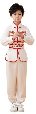 WWricotta Costume Kung Fu Enfant, Wing Chun, Tenue d'entraînement, pour garçon et Fille, de 4 à 12 Ans/A