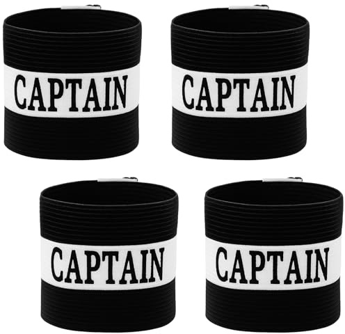 Bremorou 4 st Captain armband för fotbollsträning kapten armband andas elastiskt fotboll kapten armband ledare armband fotboll rugby basket spelare band tvättbart för ungdomar vuxna