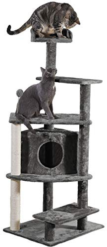 Furhaven Tiger Tough Cat Tree Platform House Playground w/Toys & Condo - Gray, One Size