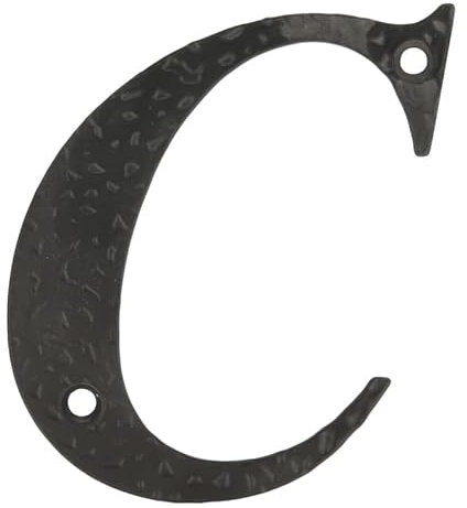 Amig - Letra C para Casas o Portales - 100 x 97 mm - Para Paredes o Muros Exteriores de Viviendas - De Acero Acabado en Negro Epoxi - Estilo Forja - Incluye Tacos y Tirafondos