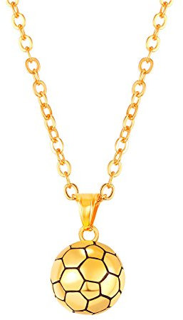 U7 Football Anhänger Halskette für Männer Footballanhänger SportKette Edelstahl Bodybuilding Kettenanhänger 18k Vergoldet Ballketten Fitness Sportler Ketten Hip Hop Rock Modeschmuck für Vatertag