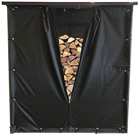 QUICK STAR Wetterschutz-Vorhang Set Front und Rückwand aus Polyester für 143x70x145cm Kaminholzunterstand
