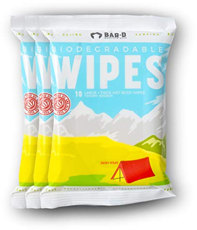 Bar-D Biodegradable Body Wipes with Tea Tree Oil & Aloe Vera - Refreshing Shower Wipes Great for Camping, Hiking, Post Workout and Travel (3-Pack, 10 Wipes/Pack)