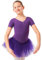 tanzmuster ® Ballettkleid Mädchen Tutu - Nele- aus weichem Baumwollstoff mit Glitzersteinen fürs Kinder Ballett Ballettbody Ballett Trikot, Lila 128-134