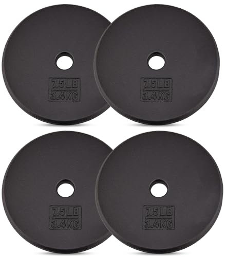 Yes4All 2.5 cm Hantelscheiben aus Gusseisen für Kurzhanteln - Standard Hantelscheiben (Combo 3,4 kg x 4 Stück) Z1ZJ