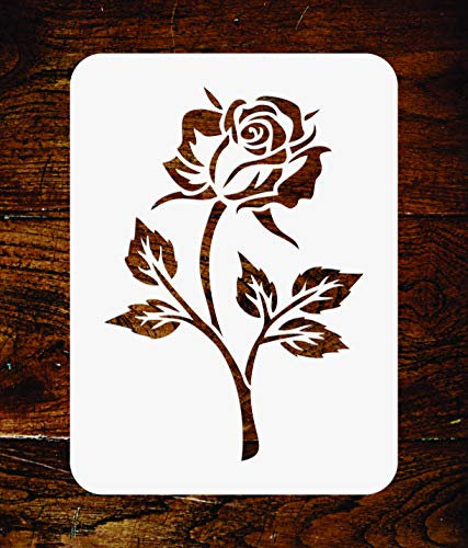 Pochoir simple rose – 7,5 x 11,5 cm – Réutilisable Bloom Flora Fleur