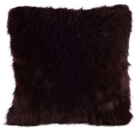 n-f GmbH Fellkissen Fellimitat Nerzoptik 45x45cm Polyester Dekokissen Kissen, Farbe:schwarz-rot