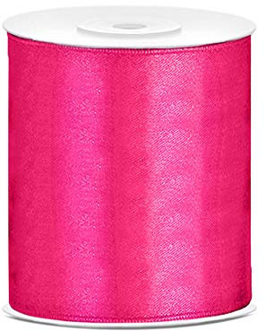 Satinband 100mm x 25m Farbauswahl Dekoband Schleifenband (Dunkelrosa)