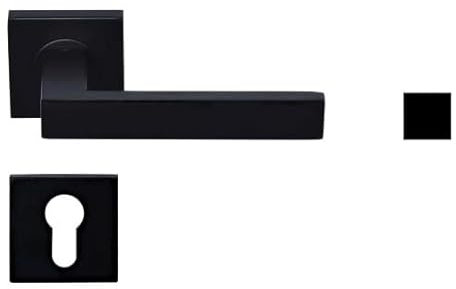 Paire de Poignées Noires Matt sur Rosaces Carrées NELLYN - +1 Paire de rosaces cylindre