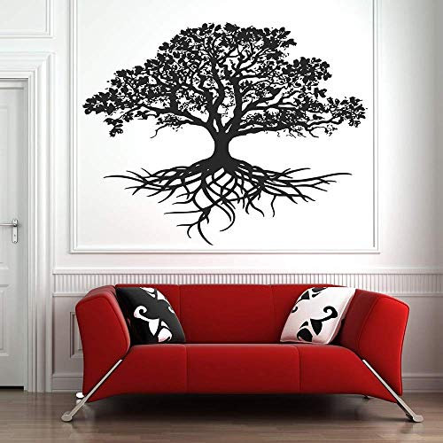 Lebensbaum Wandaufkleber Aufkleber Leben Stamm Kreis Wurzel Zweig Vogel Wandtattoo Wohnzimmer Yoga Studio Dekoration Wandbild73X57Cm