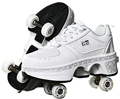 2-in-1-Mehrzweckschuhe，Doppelte Fahrbare Rollen-Schuhe - Für Jungen-Mädchen-Kinderrochen-Schuhe Mit Vier Rädern, Rollschuhe Schuhe Mädchen Jungen Radschuhe Kinder Rad Turnschuhe,A-31
