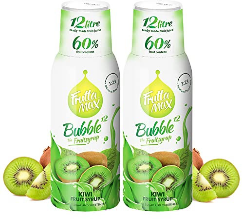 Sirop FruttaMax Kiwi | Moins de sucre | 60% de concentré de fruits réels | Compatible avec machine à soda 2 x 500 ml