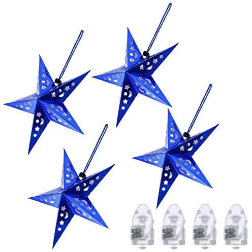 SOLUSTRE 1 Satz Weihnachtsstern Leuchtet Partyzubehör Beleuchtete Stern-baumspitzen Mit Led Hängendes Sternlaternenlicht Festzelt Lichtstern Knopfelektronik Weihnachtsbaum Goldener Baum 3d