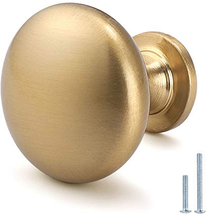 NIZADO Aged Brass Knobs 12 Pack, Solid Warm Gold Cabinet Knobs, Antique Brass Drawer Knobs, Champagne Bronze Kitchen Cabinet Hardware,Diameter 1-1/5