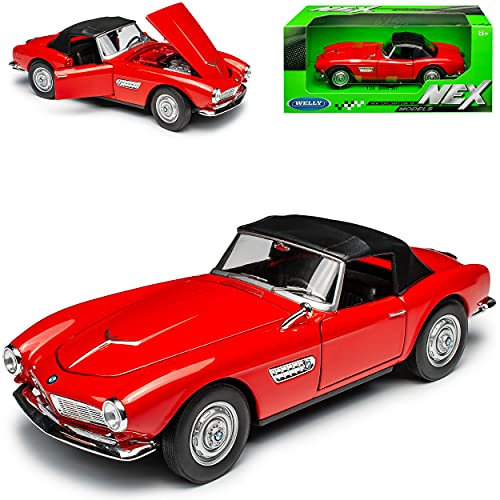 Welly B*M*W 507 Cabrio Geschlossen mit Soft Top Rot 1956-1959 1/24 Modell Auto mit individiuellem Wunschkennzeichen