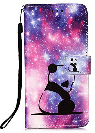 iPhone 13 Pro Case, iPhone 13 Pro Phone Case Leather Flip Wallet Cases with Magnetic Stand Card Holder Slot TPU Shockproof Cover for iPhone 13 Pro Case, Panda