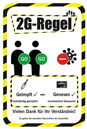 BIKE-label Corona Aufkleber 2G-Regel Zutritt für Genesene Geimpfte 130 x 195 mm 900241