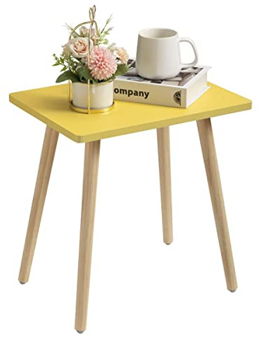 FORAOFUR Beistelltisch, kleiner Beistelltisch, Akzent, Wohnzimmer, Schlafzimmer, Balkon, Büro, moderner Nachttisch, Heimdekoration, einfache Montage, Gelb, 40 x 30 x 42 cm