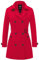 Wantdo Femme Trench-Coat à Double Boutonnage Ceinture Coupe-Vent à Bouton Veste Coupe Ajustée Manteaux Epaulettes d'Epaule Rouge-2X 46