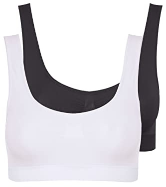 Yours 2 Pack Seamless Comfort Sleep Yoga Non-Padded Non-Wired Crop Top Bralettes - Women's - Plus Size Curve Black 26-28