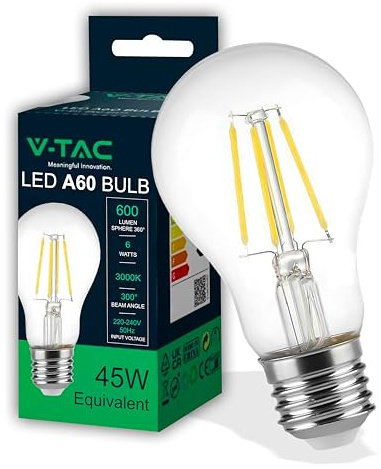V-TAC Lampadina LED a Filamento con Attacco E27 6W