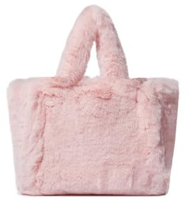 Ulisty Damen Herbst Winter Groß Plüsch Tragetasche Flauschig Henkeltasche Hobo-Tasche Handtasche rosa