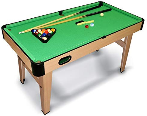Mini Tabletop Pool Set, Portable Billiards Game Includes Game Balls, Pool Cues, Chalk, Brush and Triangle, Fun for The Whole Family Arcade Table Games (Wood Grain Green )