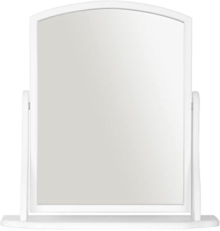Home Selections Arched Wood Dressing Table Mirror, White, 44x44cm, Wooden Free Standing Tabletop Vanity Mirror