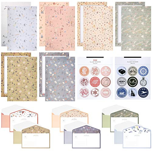 Writing Paper and Envelopes Set, Lined Stationery Letter Writing Paper Set, Including 36 Pcs A5 Stationary Letter, 18 Pcs Envelopes for Home/Office/School/Invitation Gifts