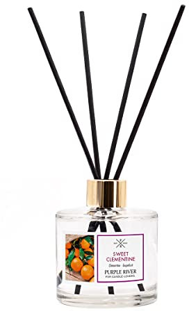 Purple River Duftstäbchen | Raumduft Sweet Clementine (200ml) | Reed Diffuser für Dein Zuhause | Fruchtiger Sommerduft | Lufterfrischer für Deine Wohnung | Inklusive 7 Stäbchen