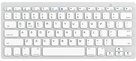 GUPENAA Bluetooth Keyboard, White Wireless Keyboard for Multi Device Phone & Tablet, Compatible with iphone, iPad, Samsung, Android, Windows Computer, Smart TV,English