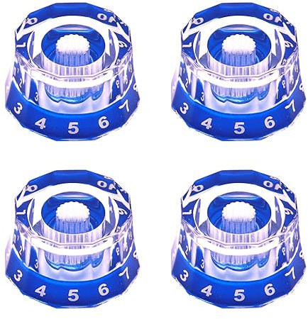 Dodecagon Design transparente E-Gitarrenknöpfe für Geschwindigkeit, Lautstärketon, Regler für PRS/LP/SG/Les Paul Gitarre (transparent-blau), 4 Stück