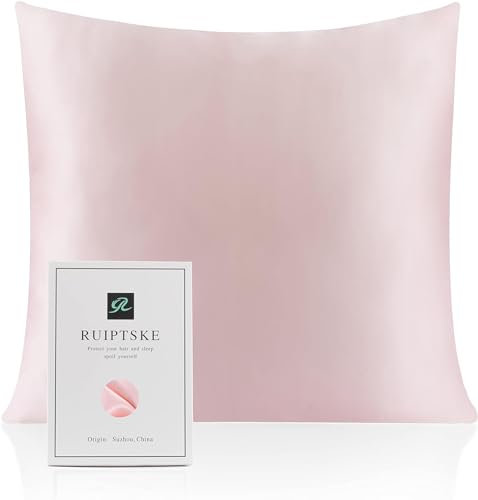 Oeko-TEX® Zertifizierter Seidenkissenbezug für 100% Seide, 22 Momme Kissenbezug für Haar und Haut, Anti-Aging, Anti-Milben (40 x 40 cm, Rosa)