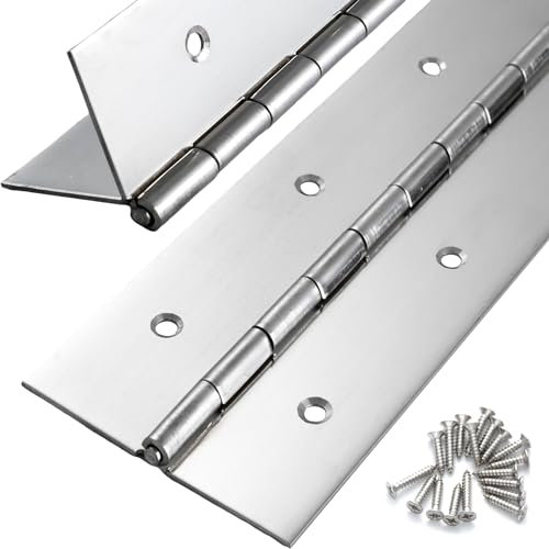 Heavy Duty Piano Hinge 12 Inch x 3 Inch Width, True 0.060'' Thick Stainless Steel Piano Hinge for Heavy Duty Cabinet, Door, Toolbox, Wooden Box, Metal Plate, Furniture, Industrial Project