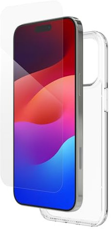 ZAGG InvisibleShield Glass Elite 360, Bundle, Displayschutz aus gehärtetem Glas und Hülle: iPhone 15 Pro Max [6.7-Inch], schmutzabweisend, kratzfest, stossfest, einfache Installation (Transparent)