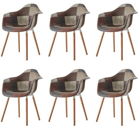 EGOONM 6er Set Moderne Esszimmerstühle, Kunstleder Esszimmerstühle mit Holzbeinen, Akzentstühle Lesestühle Beistellstühle für Zuhause Wohnzimmer Küche Schlafzimmer (Grau)