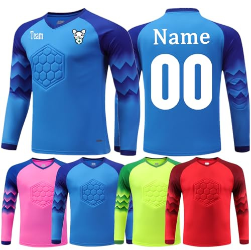 OPUTWDF Benutzerdefiniert Torwarttrikot für Kinder Herren Personalisiertes Torwart Anzug mit Name Team Logo Torwart Trikots