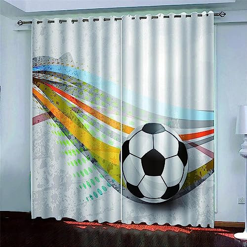 3D Schattierung Vorhänge - Sport Fußball Gardinenschal Vorhang Für Wohnzimmer Schlafzimmer Schlaufenschal Isolierung Lärmminderung Mädchen Raumdekoration 300 X 280 Cm - Vorhang Für Das Esszi -4O0O/C7I