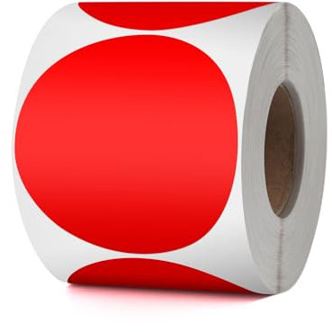 YIKIADA Rot Punkte Thermo-Etikett Vinyl 76 mm Selbstklebend Rolle Adressaufkleber Wasserdicht Drucker Aufkleber für Logo Barcode QR Code Inventar 500 Stück