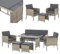 Juskys Salon de Jardin 6 pièces Turin en polyrotin - 7 Personnes - Mobilier d'extérieur avec fauteuils, tabourets, Table & Coussins - Meubles de Jardin pour Coin Lounge - Gris