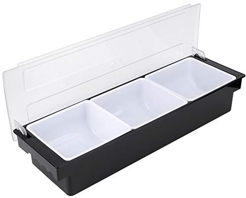 Ejoyous Ingredient Container Large Plastic Spice Holder Bar Fruit Basket Salad, Spice Jar with Lid Bar Spice Holder Fruit Box Dispenser Milk Tea Shop Accessories (3 Holes)