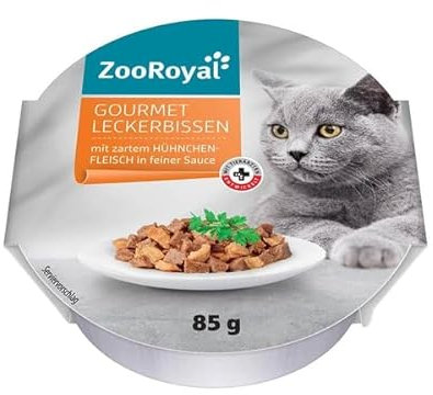 ZooRoyal Katzen Gourmet Leckerbissen mit zartem Hühnchenfleisch in feiner Sauce 12x85g Doppelpackung Nassfutter Katzenfutter Alleinfuttermittel