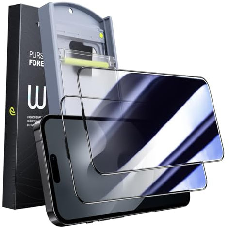 Muigi Privacy Screen Protector for iPhone 15 Pro Max,[24°Anti Spy][Zero Bubble][Auto Dust-Remove] 9H Full Coverage Tempered Glass Anti Peep Film Case Friendly with Easy Installation Tool,2 Pack