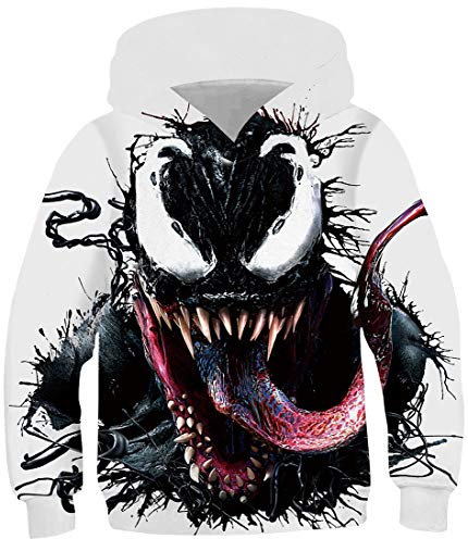 PADOLA Jungen Kapuzenpullover 3D Druck 4-13 Jahren Kinder Hoodie Boys Lustig Gedruckt Langarmshirt Weihnachtspullover Halloween Weihnachten Chirstmas Geschenke (0 Venom 3D, 5-6 Jahre)