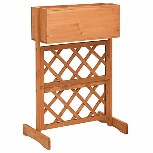 ZEYUAN Jardinière à Treillis de Jardin Orange 45x30x74cm Bois de Sapin,Jardiniere sur Pieds,Jardiniere Terrasse