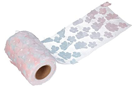 Fyearfly Bobine de tulle en polyester de qualité supérieure - Large application - Dégradé de dentelle rose et bleu - 10 cm x 9,1 m