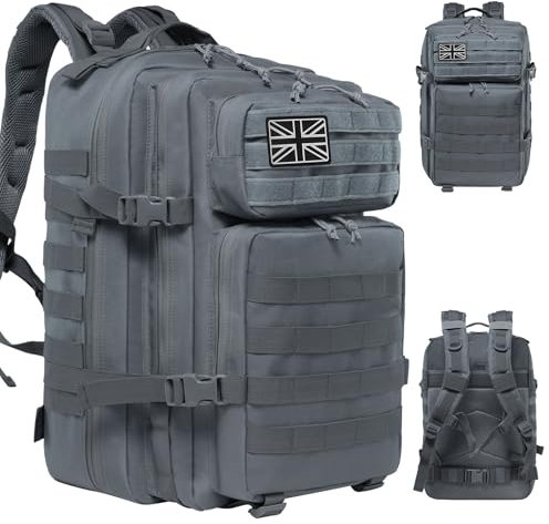 Delgeo 45L Military Tactical Backpacks Molle Army Assault Pack 3 Day Bug Out Bag Hiking Treeking Camouflage Hunting Rucksack