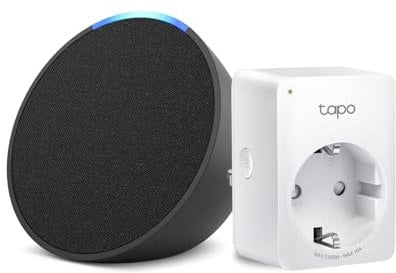 Echo Pop | Antracite + TP-Link Tapo Presa intelligente, compatibile con Alexa - Kit di base per Casa Intelligente