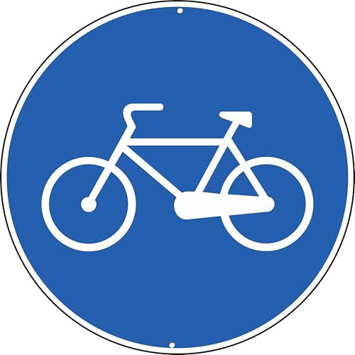 Pubblimania Panneau de signalisation routière cyclable en aluminium métal rond de 3 mm d'épaisseur pour extérieur Ø 30