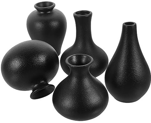 MUSISALY 5 Pièces Vase De Style Élégant Vase Mignon Vase Fleuri Moderne Vase Chinois Vases Noirs Mats Grand Vase De Bourgeons Vase De Style Simple Vase Fleuri Décoratif Black Céramique